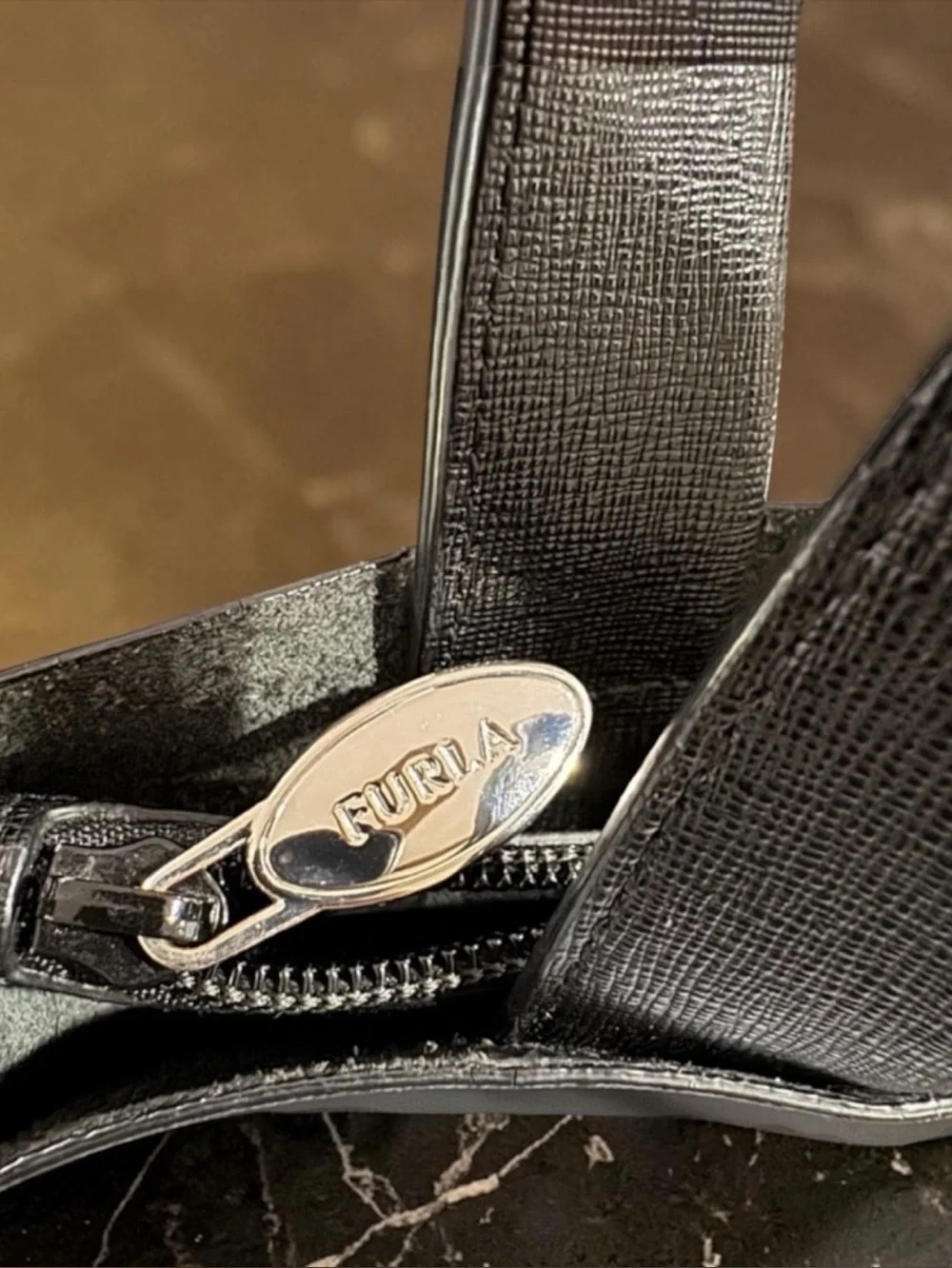 Furla Divide It Tote  Structured Black Leather
